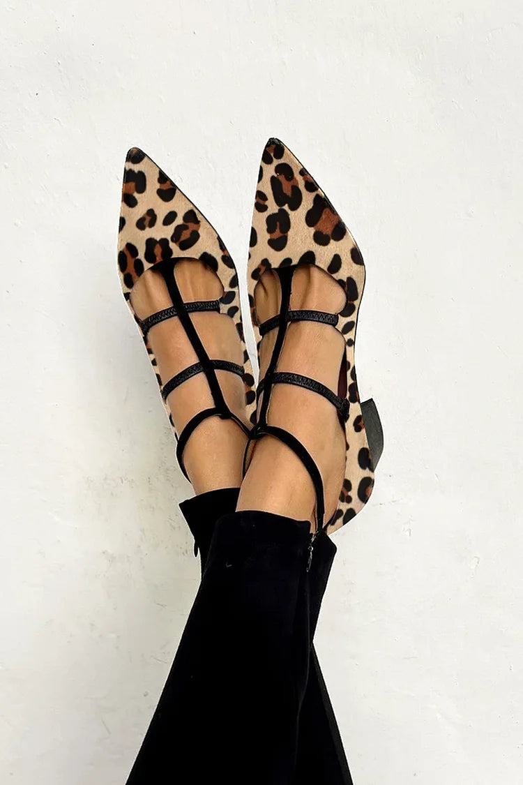 Bridget™| Leopard Strap Ballet Heels
