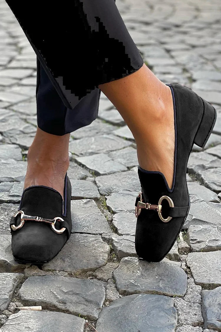 Candice™ | Black Loafers With Golden Bit