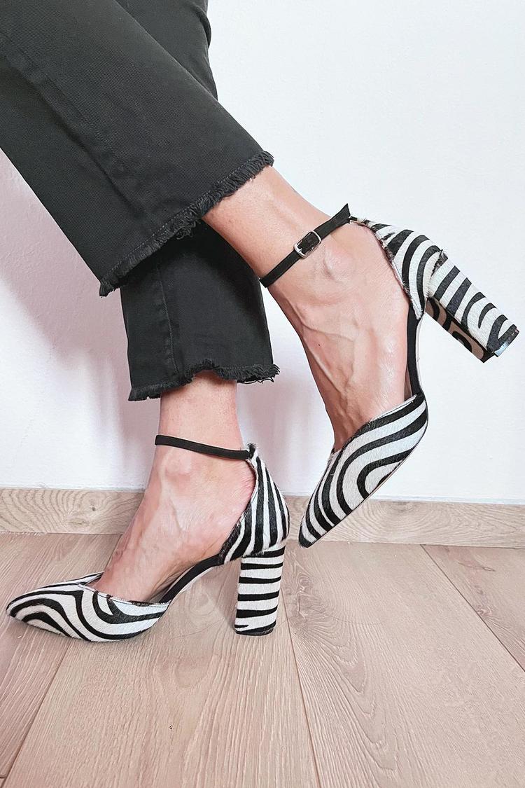 Lydia™ | Zebra Print Pumps With Ankle Strap