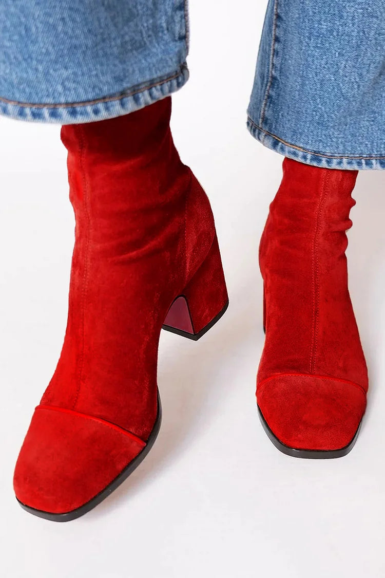 Frances™ | Square Toed Ankle Boot With Bold Heel