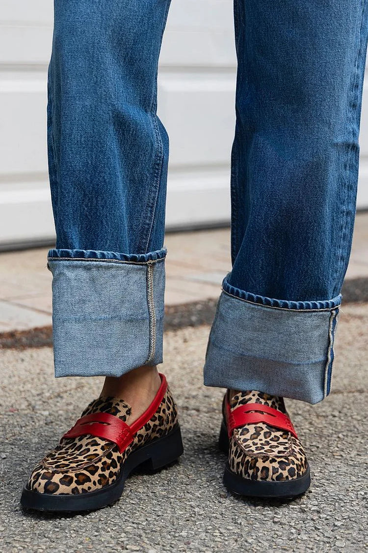 Geneva™ | Leopard Print Loafer With Red Detail