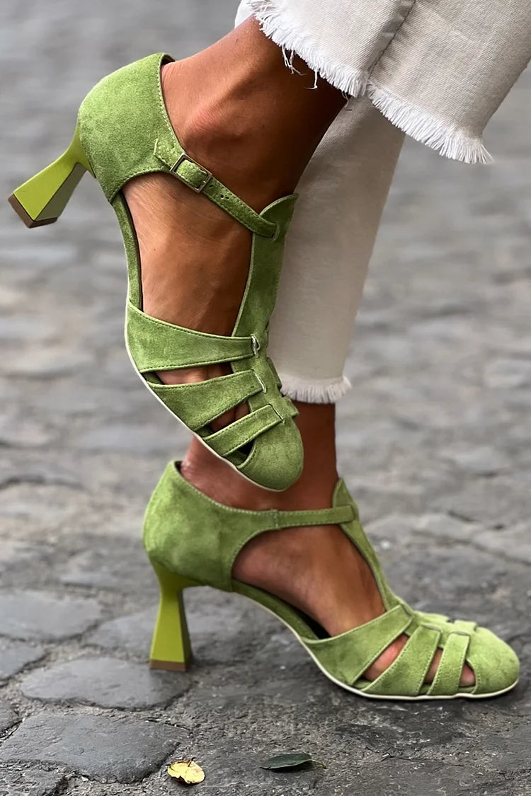 Isabel™ | Green Vintage Strap Heels