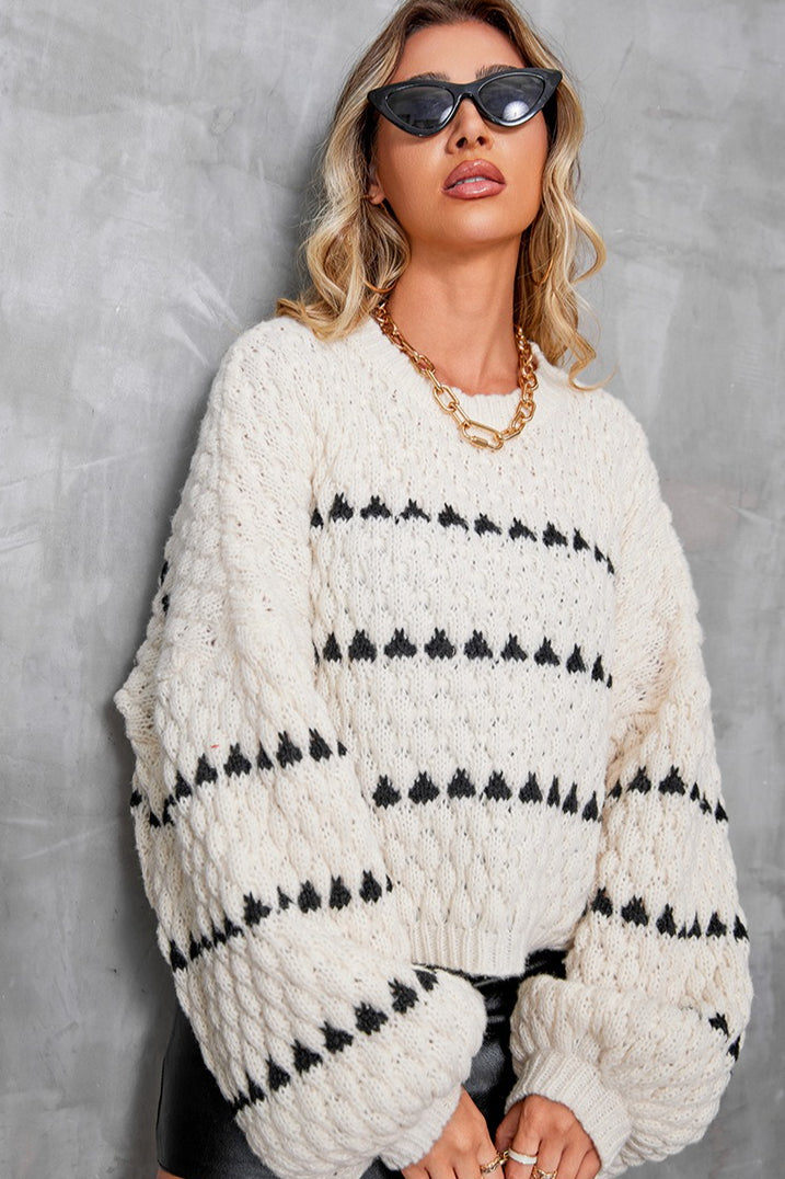 Daniela™ – Maglione Vintage a Righe con Collo Rotondo