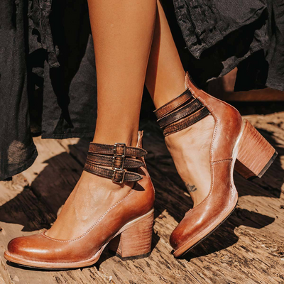 Elsa™ | Vintage Leather Strap Heels