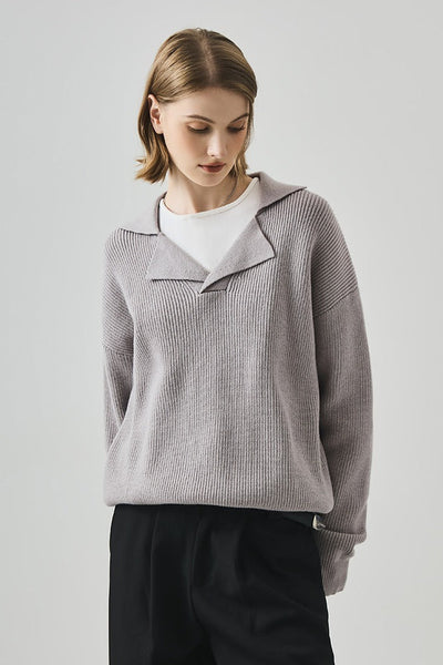 Olimpia™ – Top in Maglia Lungo con Scollo a V Oversize