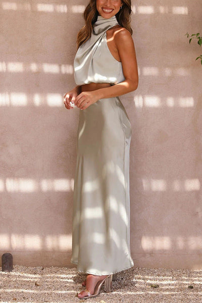 Stefanie™ - Satin Top and Skirt Set
