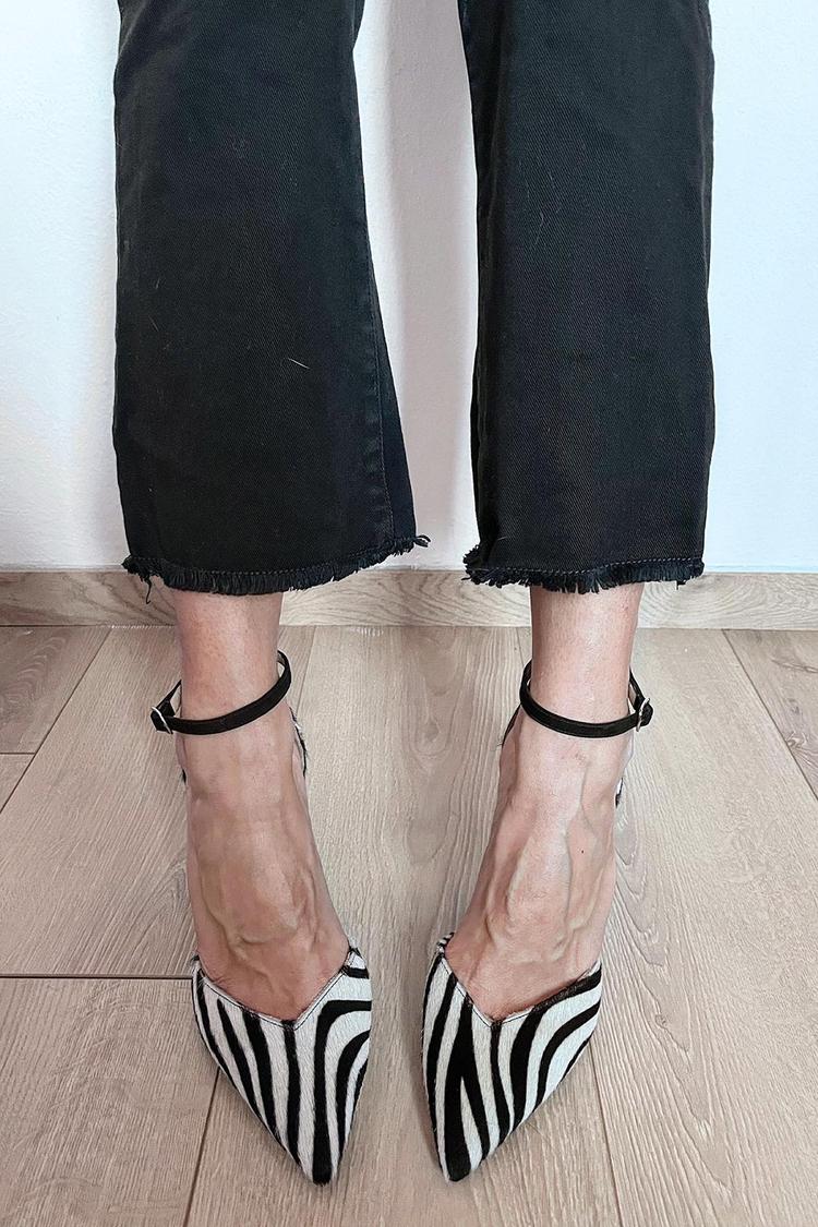 Lydia™ | Zebra Print Pumps With Ankle Strap