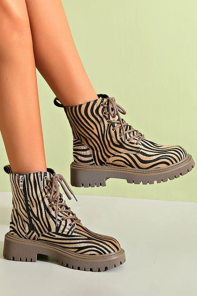 Blair™ | Zebra Print Lace-Up Boots