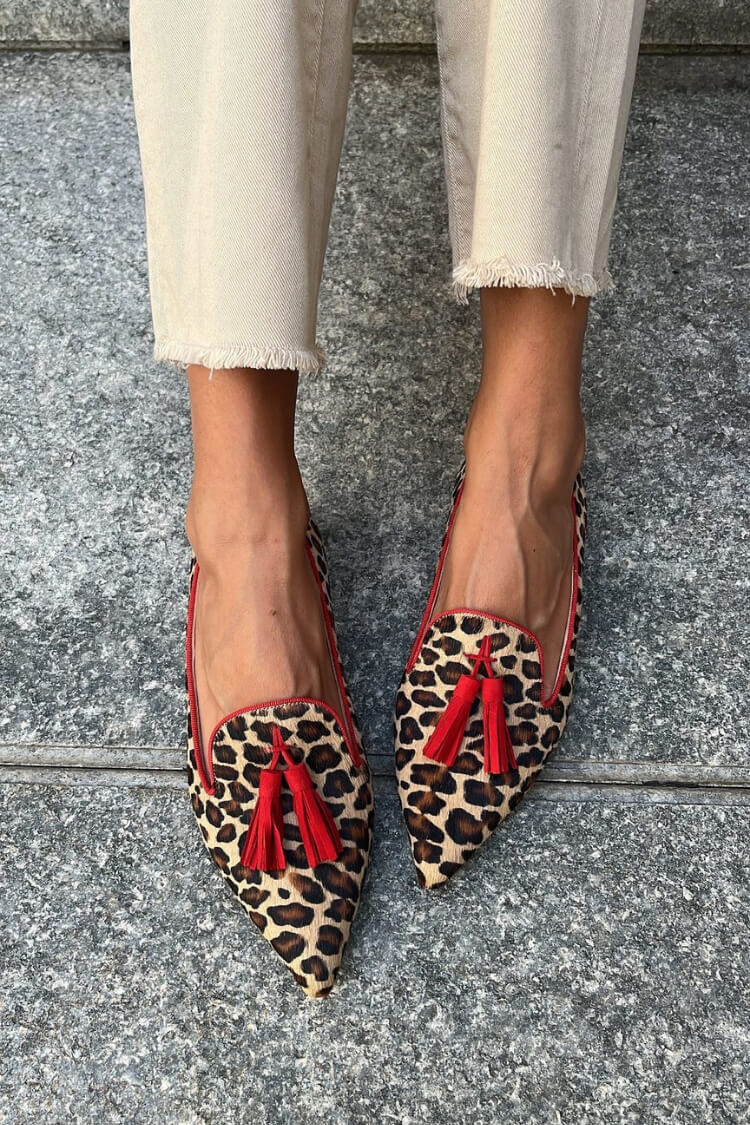Daphne™ | Pointed Loafer With Red Tassels