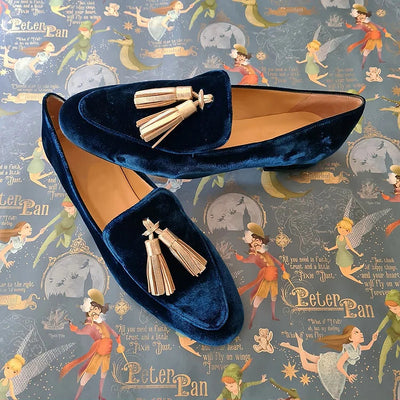 Hannah™| Midnight Elegance Loafers with Champagne Tassels