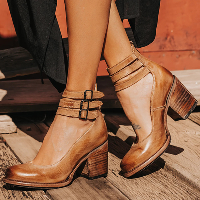Elsa™ | Vintage Leather Strap Heels