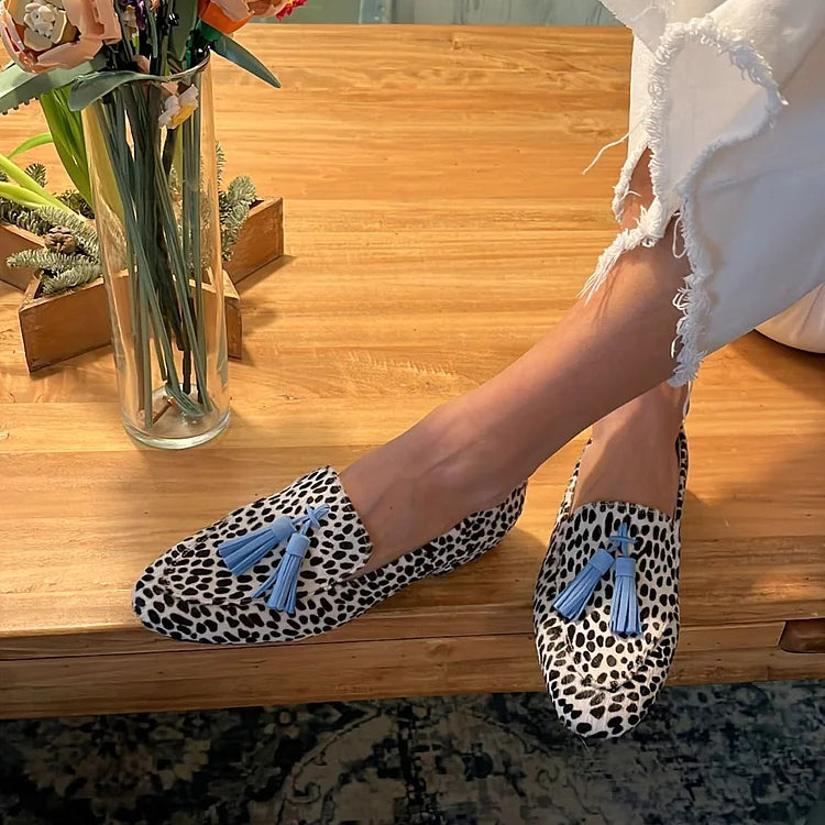 Bianca™| Spotted Loafers With Blue Tassel