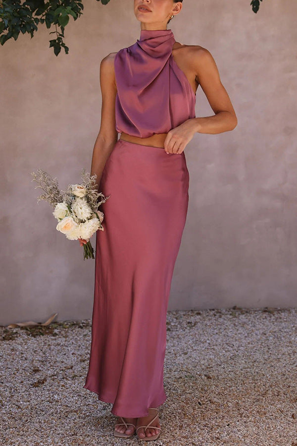 Stefanie™ - Satin Top and Skirt Set