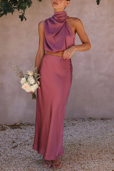 Stefanie™ - Satin Top and Skirt Set