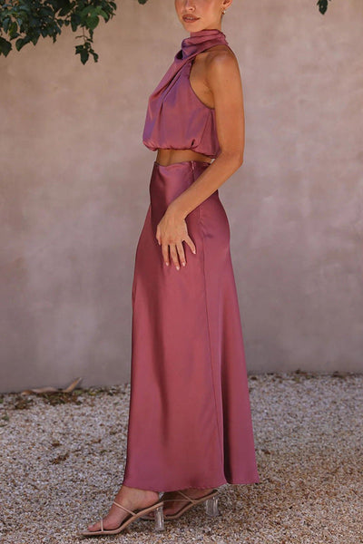 Stefanie™ - Satin Top and Skirt Set