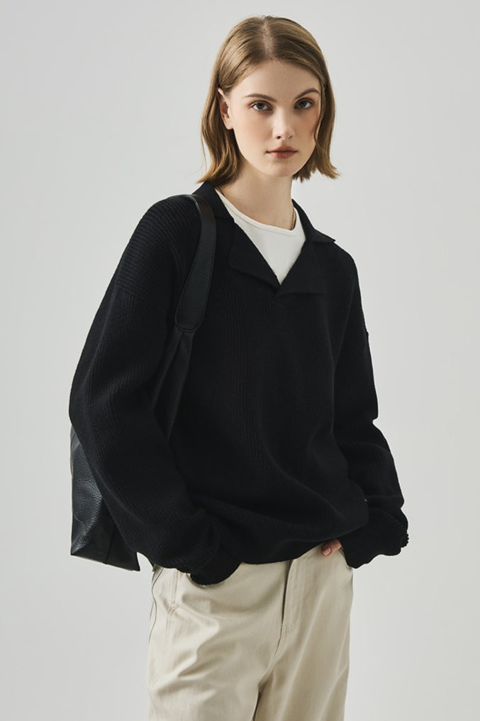 Olimpia™ – Top in Maglia Lungo con Scollo a V Oversize