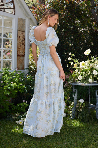 Lisa™| Elegant Long Dress with Sky Blue Sleeves