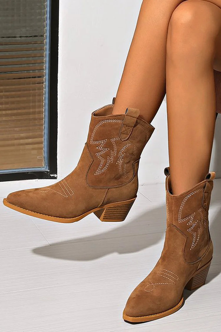 Ellie™ | Pointed Western Ankle Boot