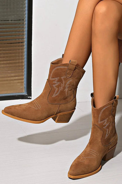 Ellie™ | Pointed Western Ankle Boot