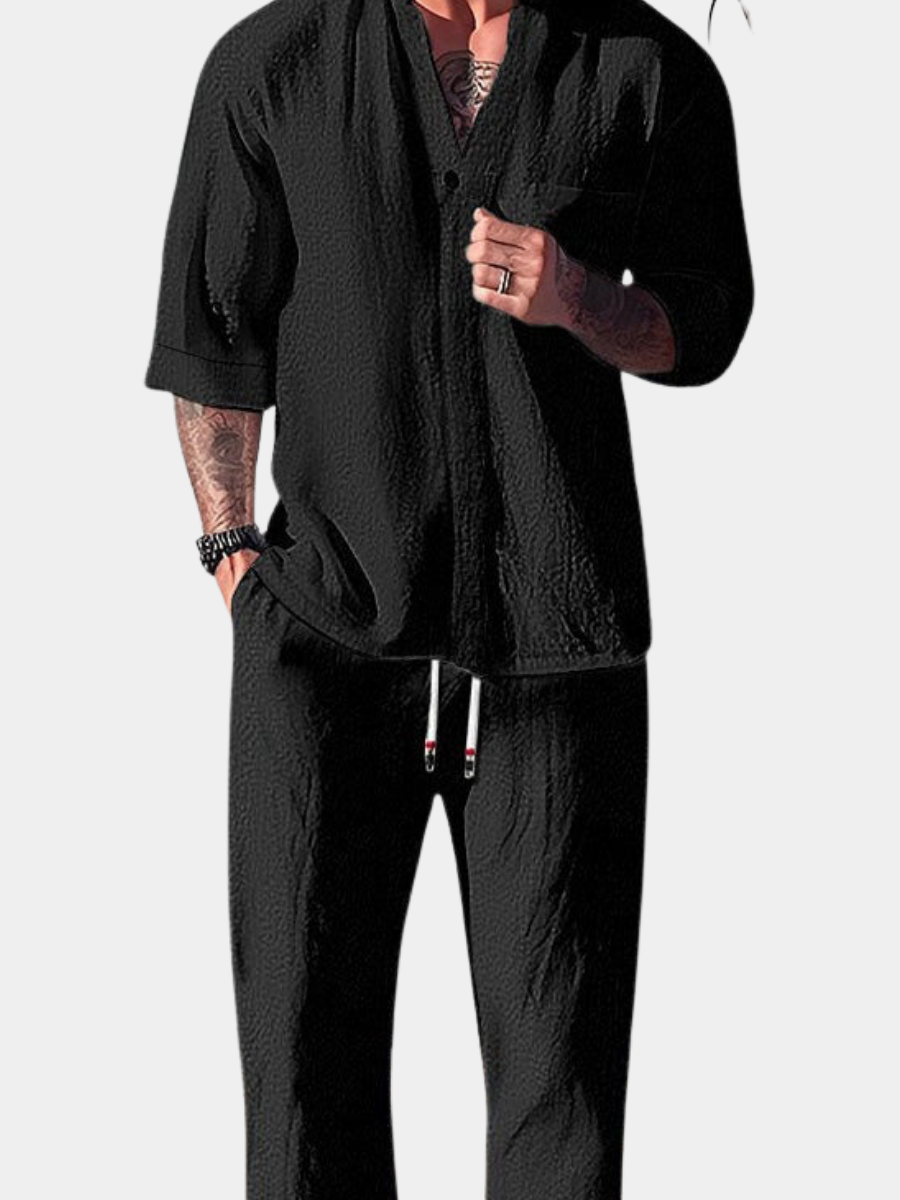 ENZO | CAMICIA A COLLETTO APERTO CON ELEGANZA RILASSATA