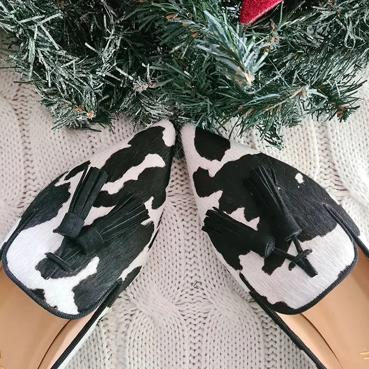 Gwendolyn™ | Cow Print Loafers With Tasse