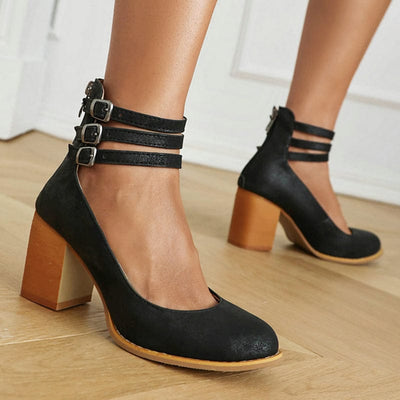 Ariana™ |  Triple Buckle Heels