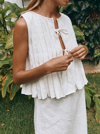 Bellini™ | Canotta Plissettata con Collo Tondo Legata