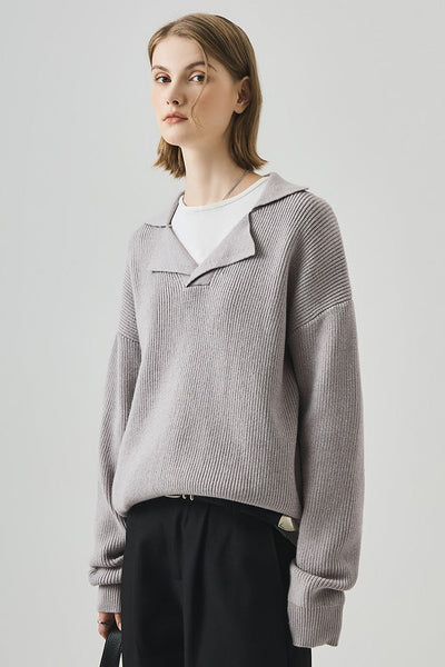 Olimpia™ – Top in Maglia Lungo con Scollo a V Oversize