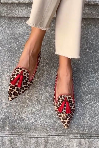 Daphne™ | Pointed Loafer With Red Tassels