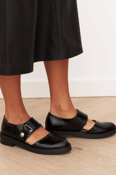 Angela™| Black Buckle Loafers