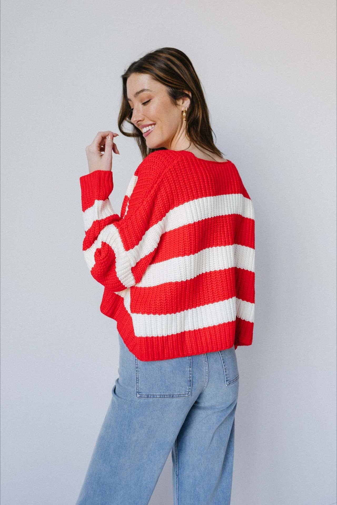 Martina™ – Cardigan a Righe con Scollo a V