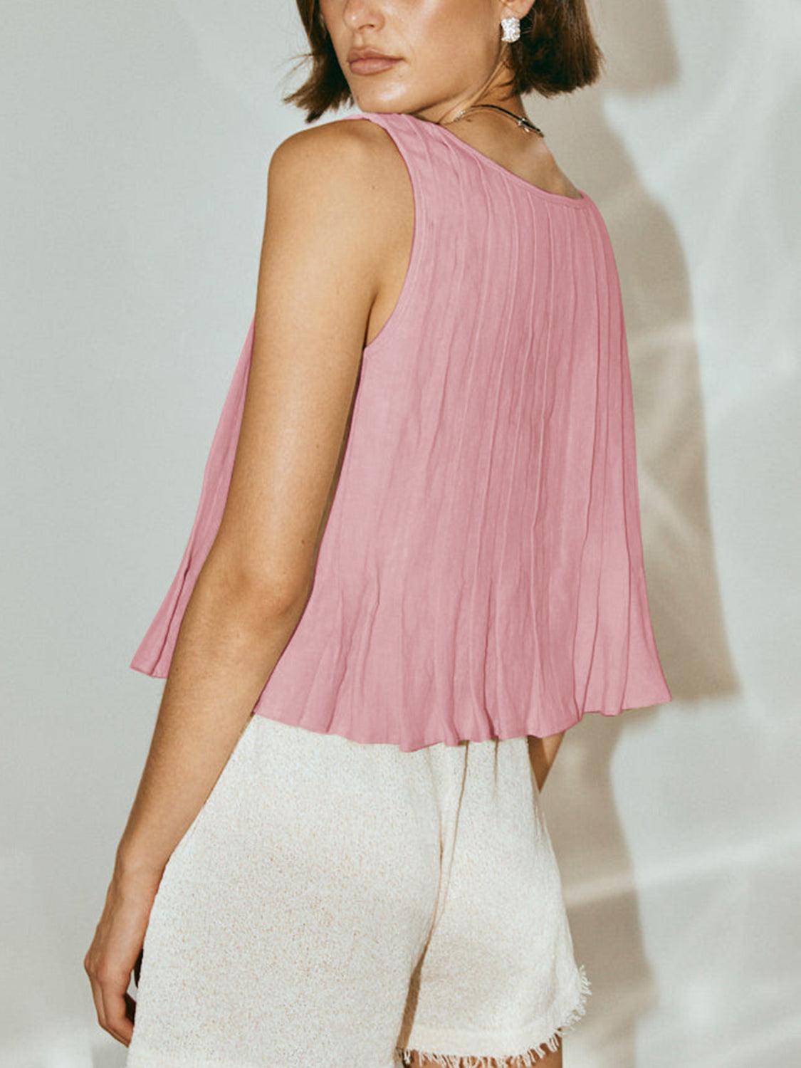 Bellini™ | Canotta Plissettata con Collo Tondo Legata