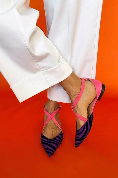 Alana™| Zebra Print Cross-Strap Flats
