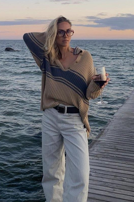 Vittoria™ – Maglione a Maniche Lunghe a Righe Colorblock
