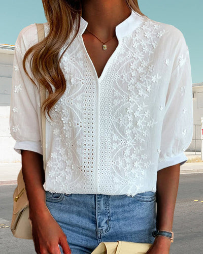 Yara™ | Blusa Bianca con Maniche a Sbuffo