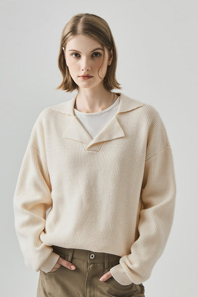 Olimpia™ – Top in Maglia Lungo con Scollo a V Oversize