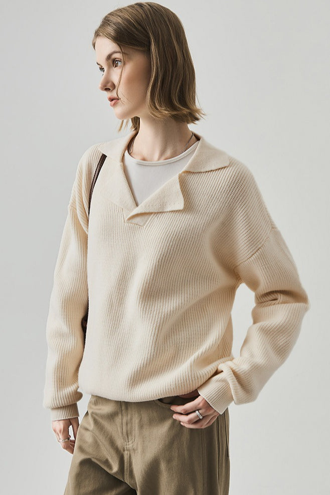 Olimpia™ – Top in Maglia Lungo con Scollo a V Oversize