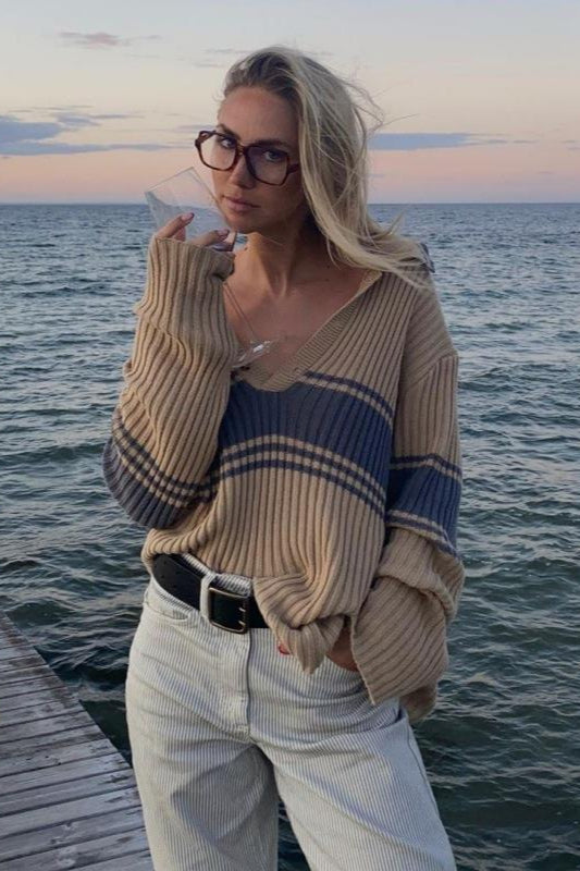 Vittoria™ – Maglione a Maniche Lunghe a Righe Colorblock