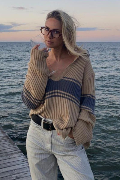 Vittoria™ – Maglione a Maniche Lunghe a Righe Colorblock
