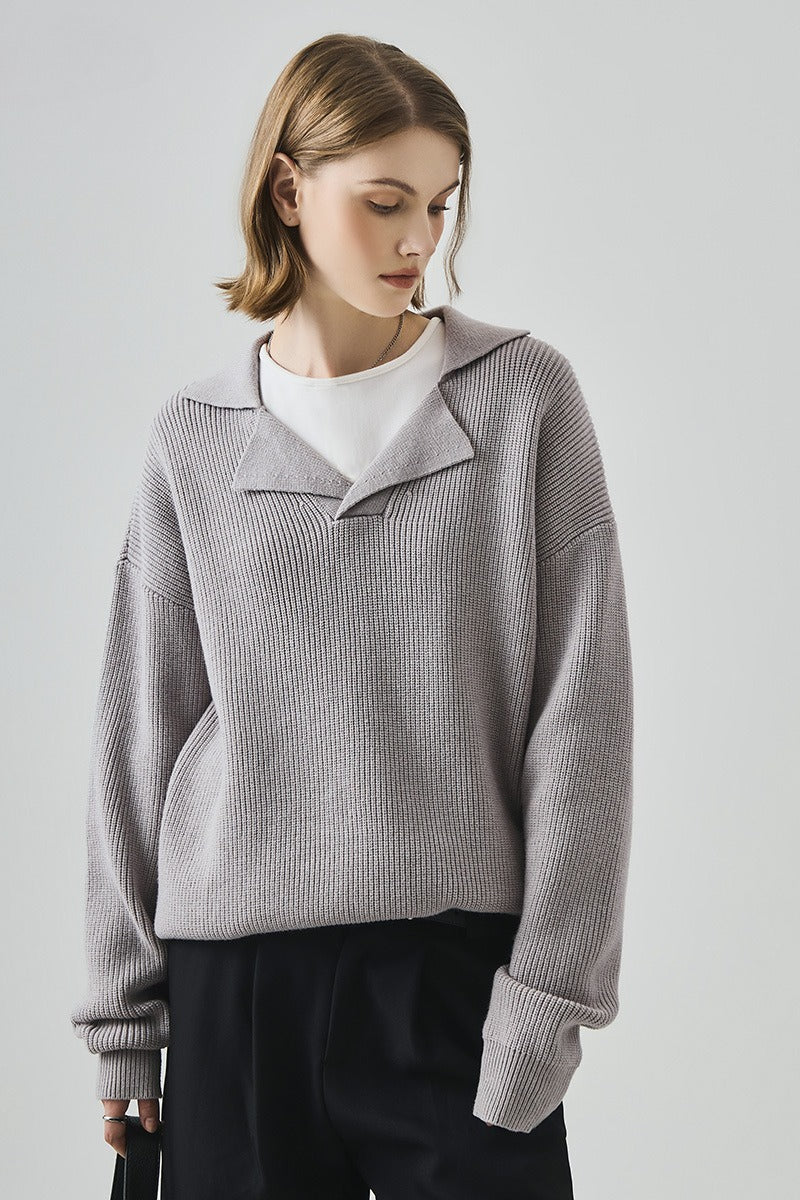 Olimpia™ – Top in Maglia Lungo con Scollo a V Oversize