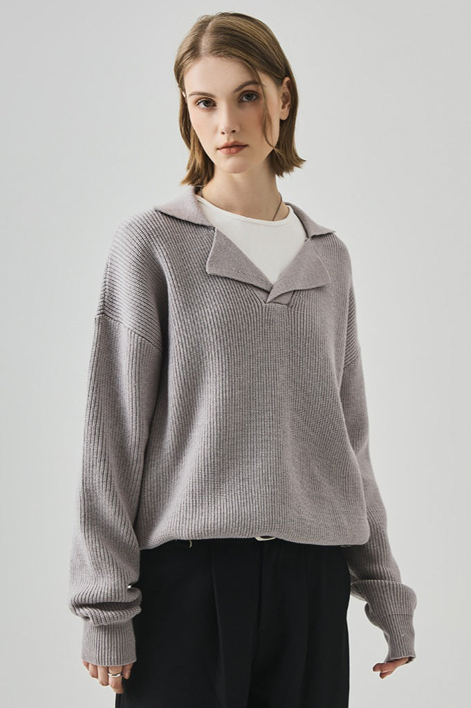 Olimpia™ – Top in Maglia Lungo con Scollo a V Oversize