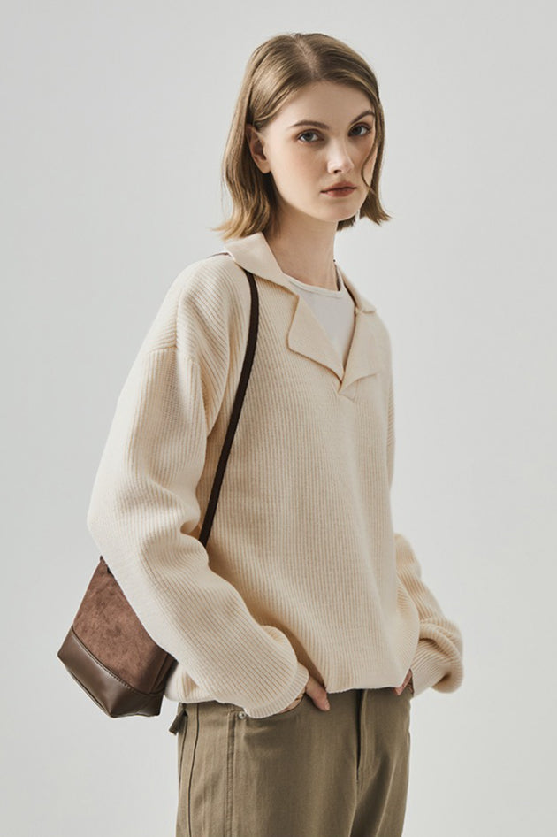 Olimpia™ – Top in Maglia Lungo con Scollo a V Oversize