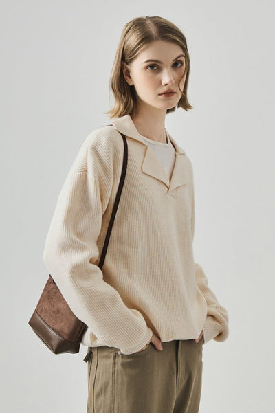 Olimpia™ – Top in Maglia Lungo con Scollo a V Oversize