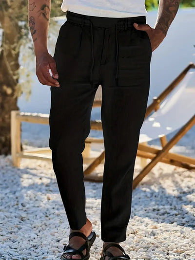 NICHOLS | PANTALONI LARGHI IN LINO CON COULISSE