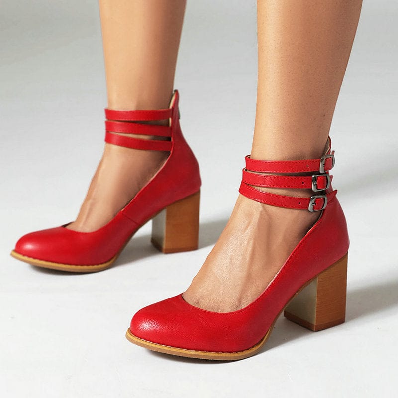 Ariana™ |  Triple Buckle Heels