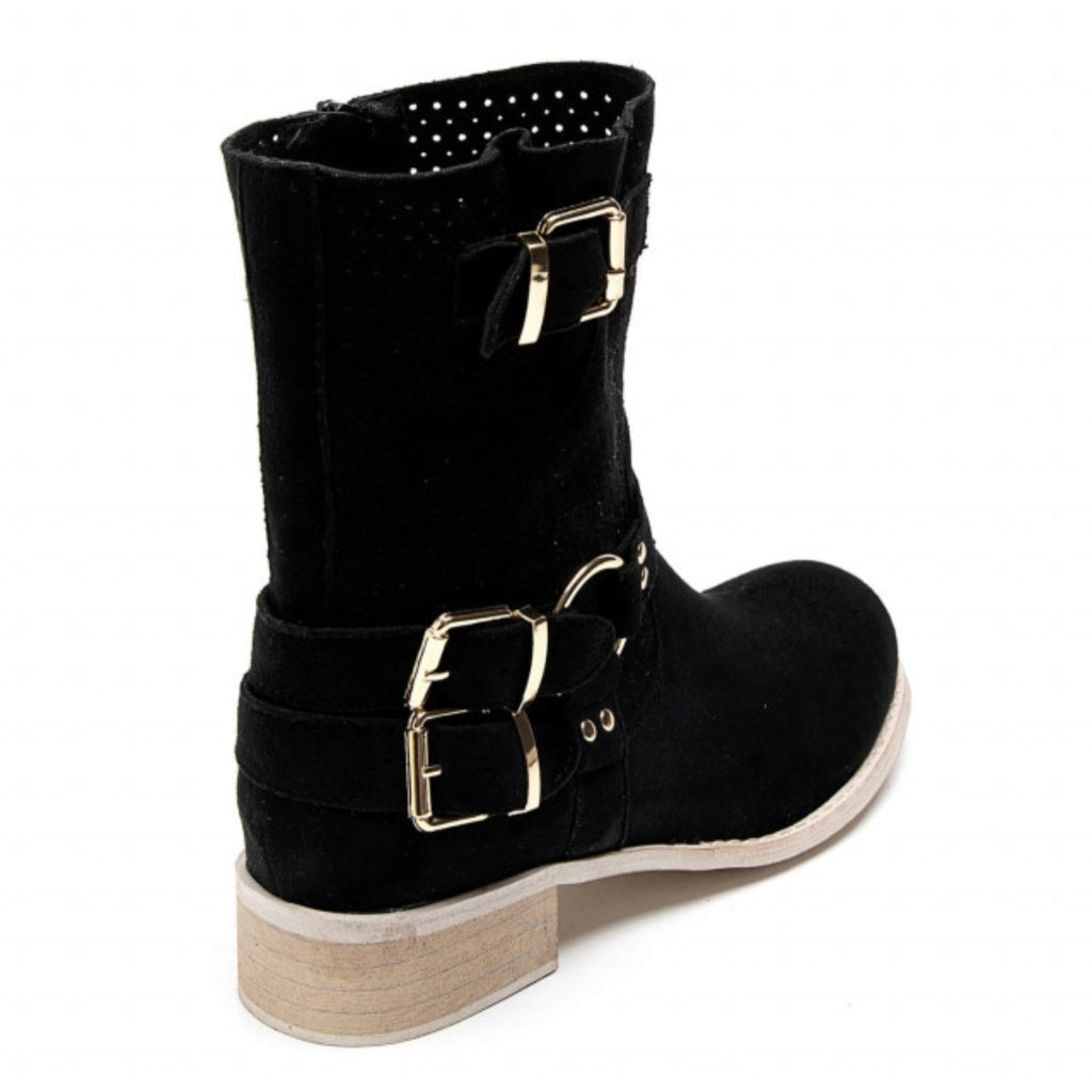 Malou ladies biker boots 9636A - Black