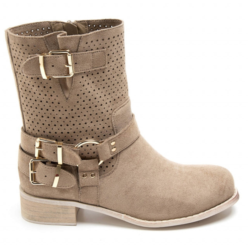 Malou women's biker boots 9636A - Khaki