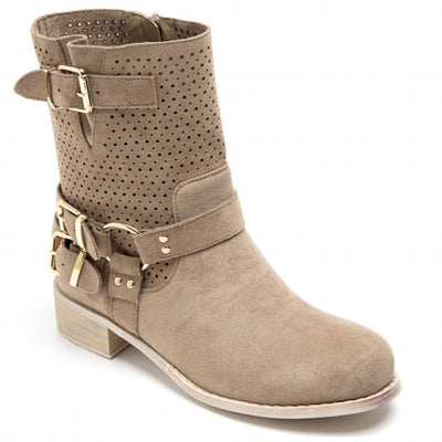 Malou women's biker boots 9636A - Khaki