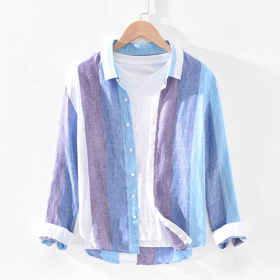 ANSELMO | CAMICIA DI LINO LEGGERA A RIGHE