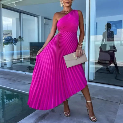 Sandra™ - One-Shoulder Pleated Dress
